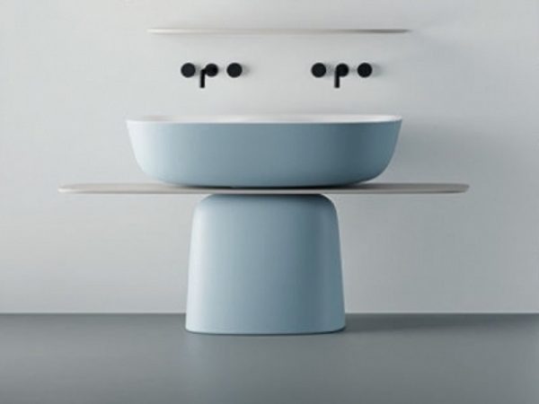 Milo samostojeći dupli umivaonik sa belom policom 120x60 Blue/White 592380 Kolpa san.