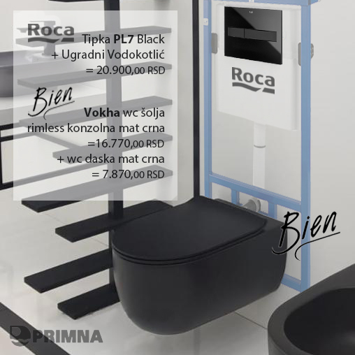 PRIMNA akcija Bien Vokha konzolna wc šolja sa Roca tipkom i ugradnim vodokotlićem-1