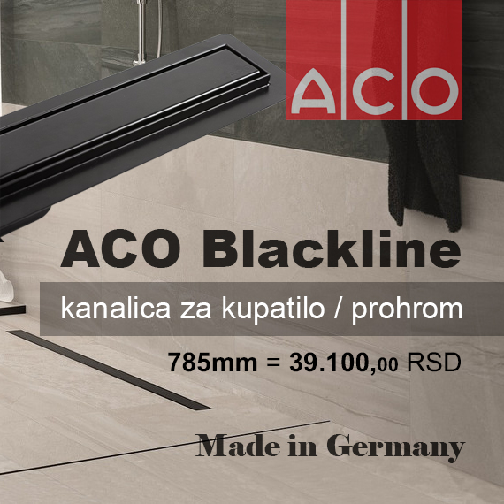 Tuš kanalica mat crna Blackline ACO - PRIMNA AKCIJA